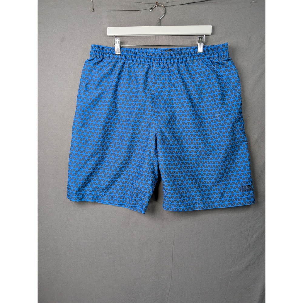 The North Face Mens Blue Geometric Pattern Swim Trunks Shorts Large 7401